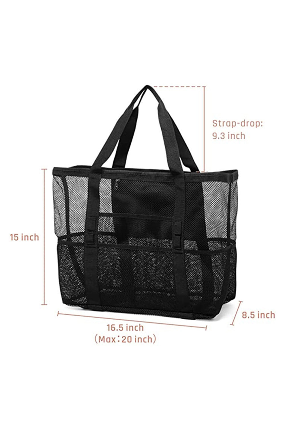 Bolso Tote Grande De Malla Con Múltiples Bolsillos Negro