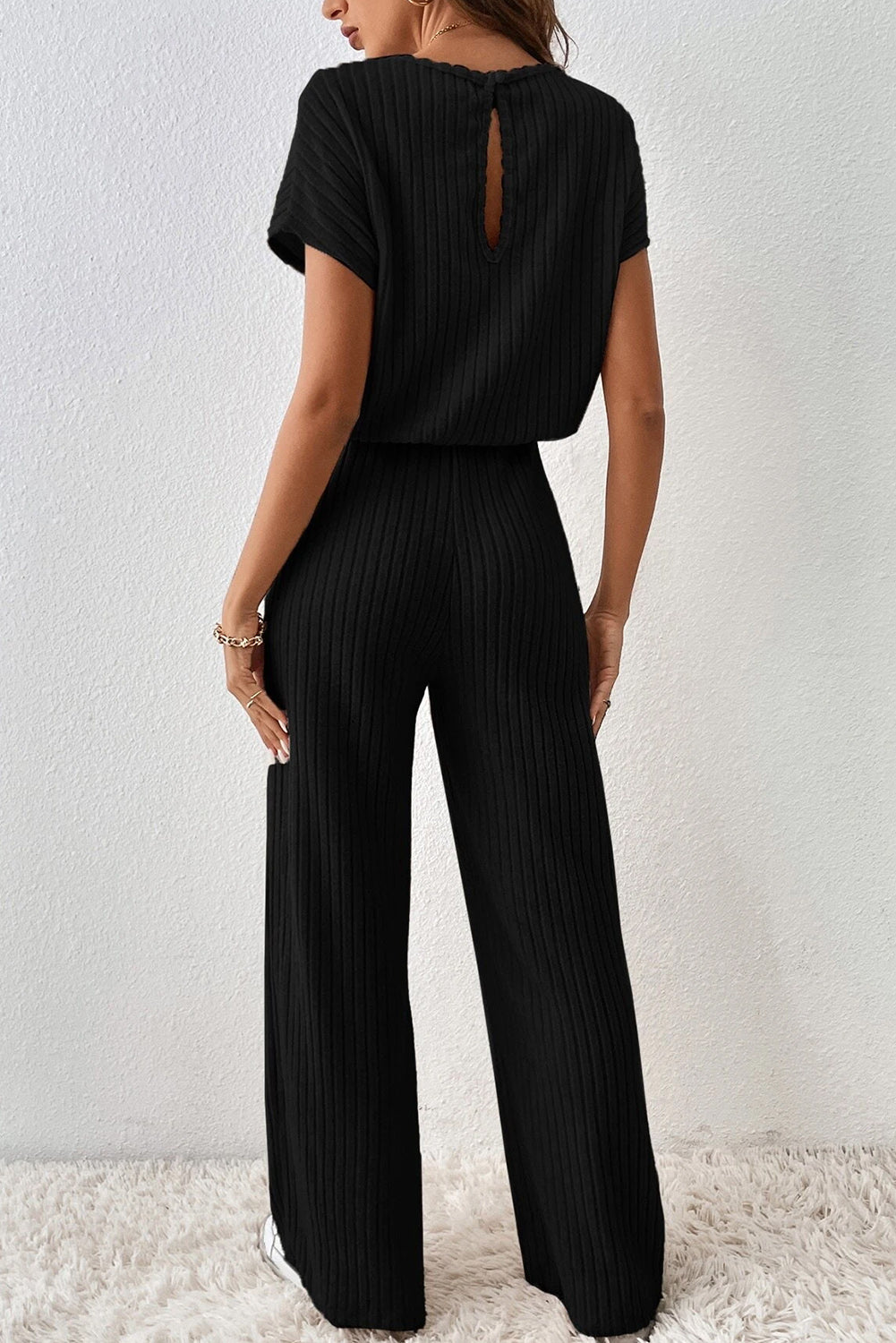 Short Sleeve Wide Leg Jumpsuit