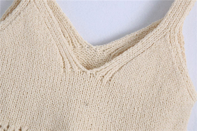 Jacquard Mesh Cloth Chest-wrapped Knitted Short Blouse