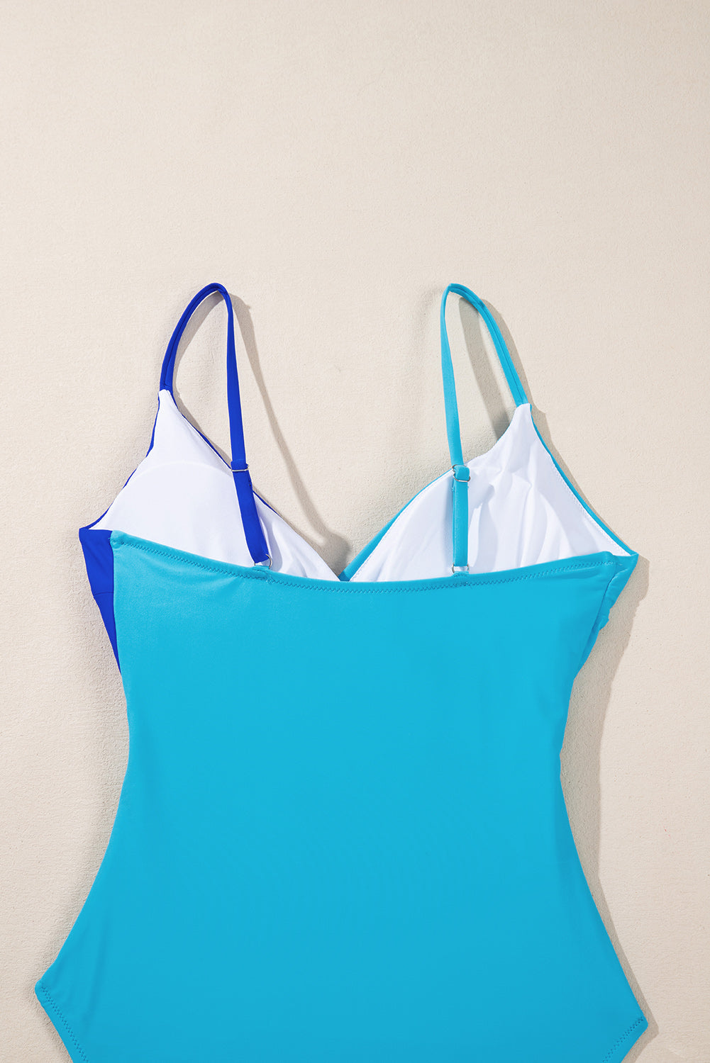 Light Blue Crossover Colorblock Cutout One Piece Swimsuit