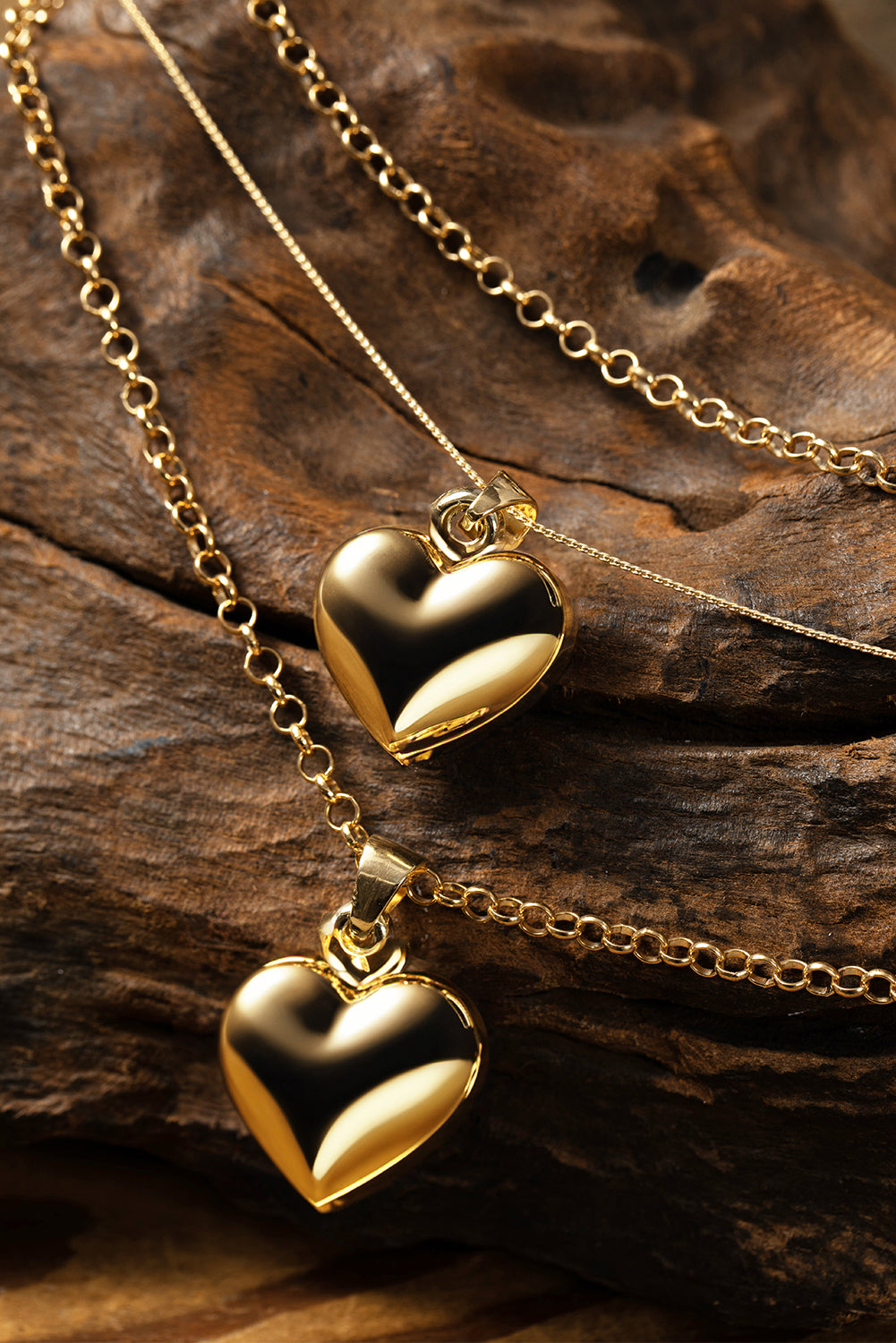 Gold Multilayer Heart Shape Pendant Valentine Necklace