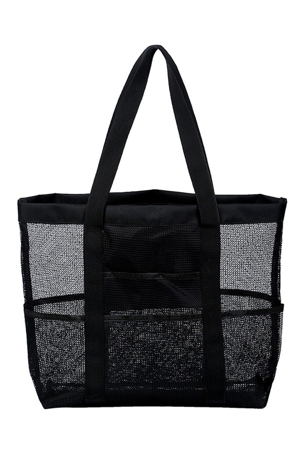 Bolso Tote Grande De Malla Con Múltiples Bolsillos Negro