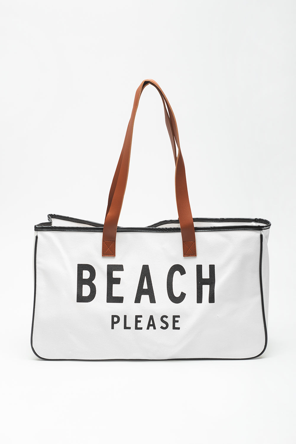 Bolsa tote de lona grande blanca con estampado PLAYA POR FAVOR