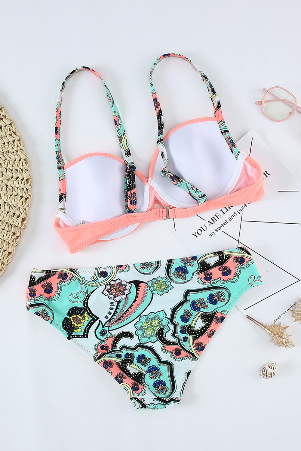 Conjunto de bikini push-up con relleno acolchado rosa sexy