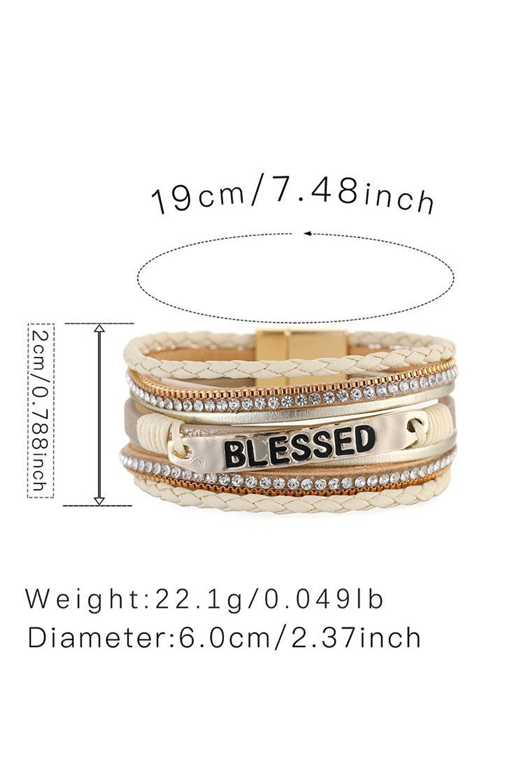 Pulsera beige con hebilla y detalle trenzado de diamantes de imitación BLESSED