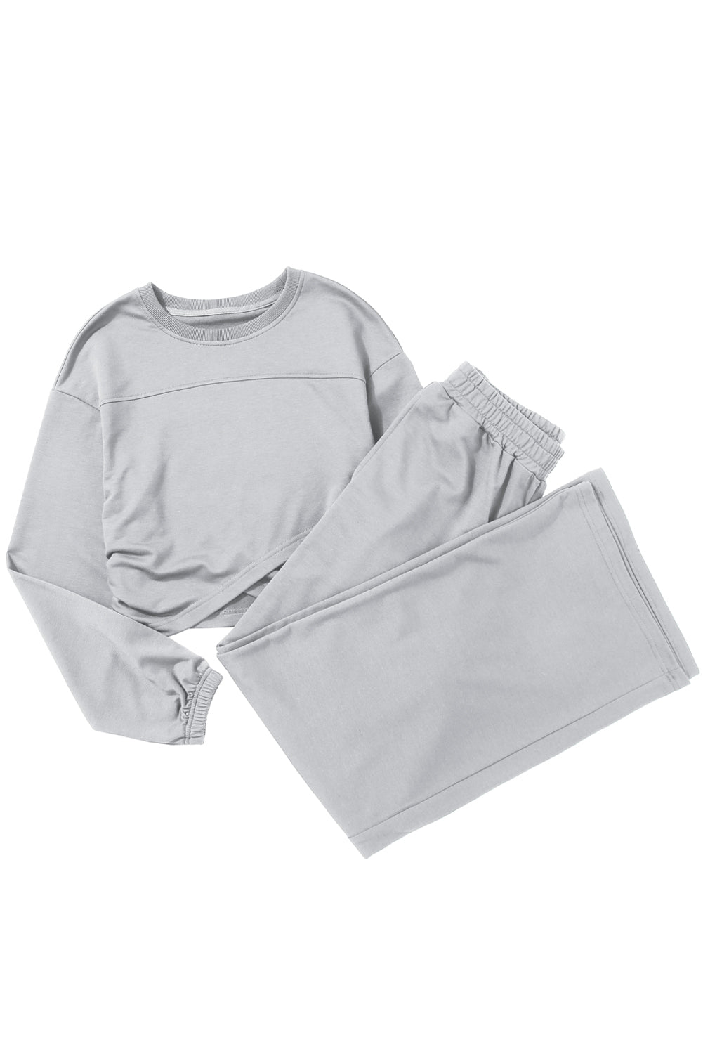 Conjunto activo de pantalón y top corto cruzado cruzado liso en gris claro