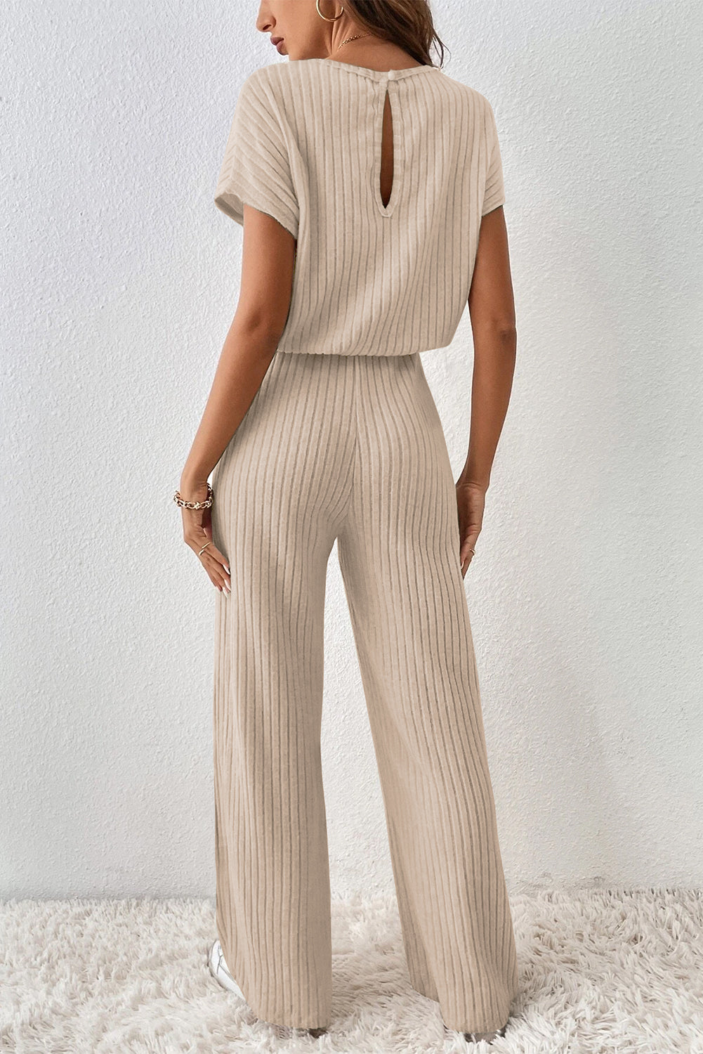 Short Sleeve Wide Leg Jumpsuit